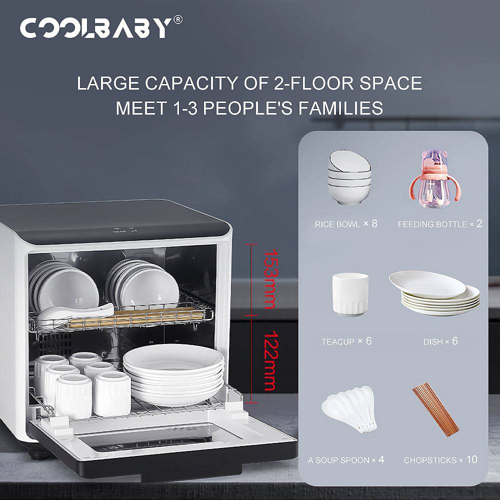 COOLBABY LZM-XDG01 UV Disinfection Cabinet With Wavelength of 253.7nm,Tea Set, Baby's Bottle, Bowl Disinfection,Full Coverage,360° Drying - COOLBABY
