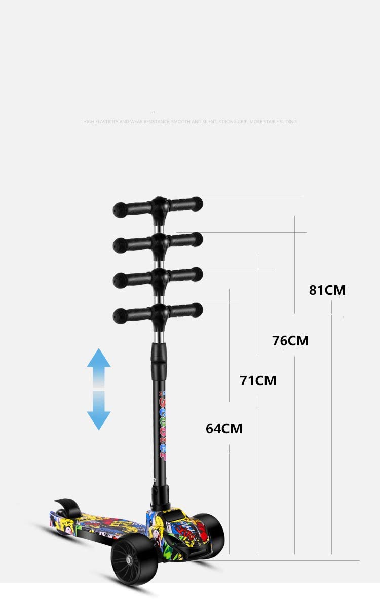COOLBABY MC5168D Adjustable Height LED Scooter with Stable 3-Wheel Design - COOLBABY