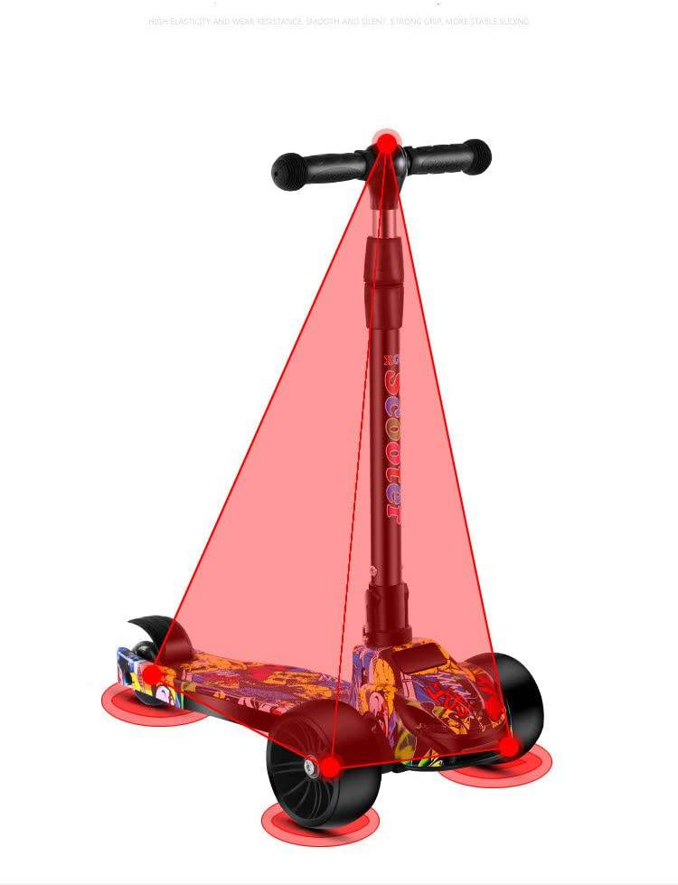 COOLBABY MC5168D Adjustable Height LED Scooter with Stable 3-Wheel Design - COOLBABY