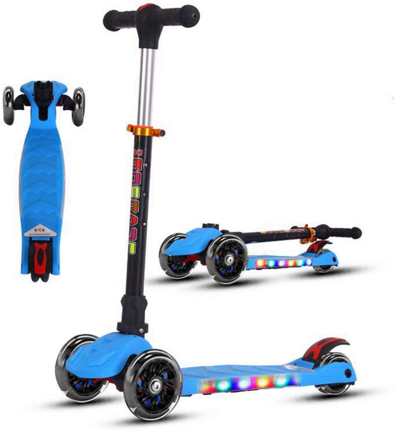 COOLBABY MC5168D Adjustable Height LED Scooter with Stable 3-Wheel Design - COOLBABY