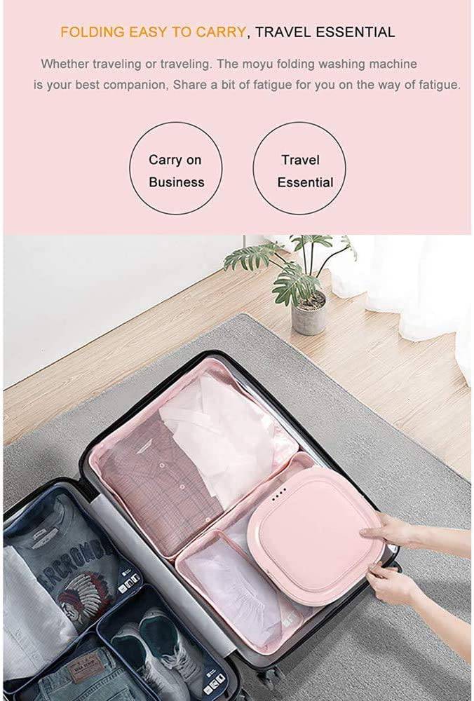 COOLBABY MNXYJ Portable Mini Folding Clothes Washing Machine, Bucket Automatic Home Travel Self-Driving Tour Underwear Foldable Washer, Pink - COOLBABY