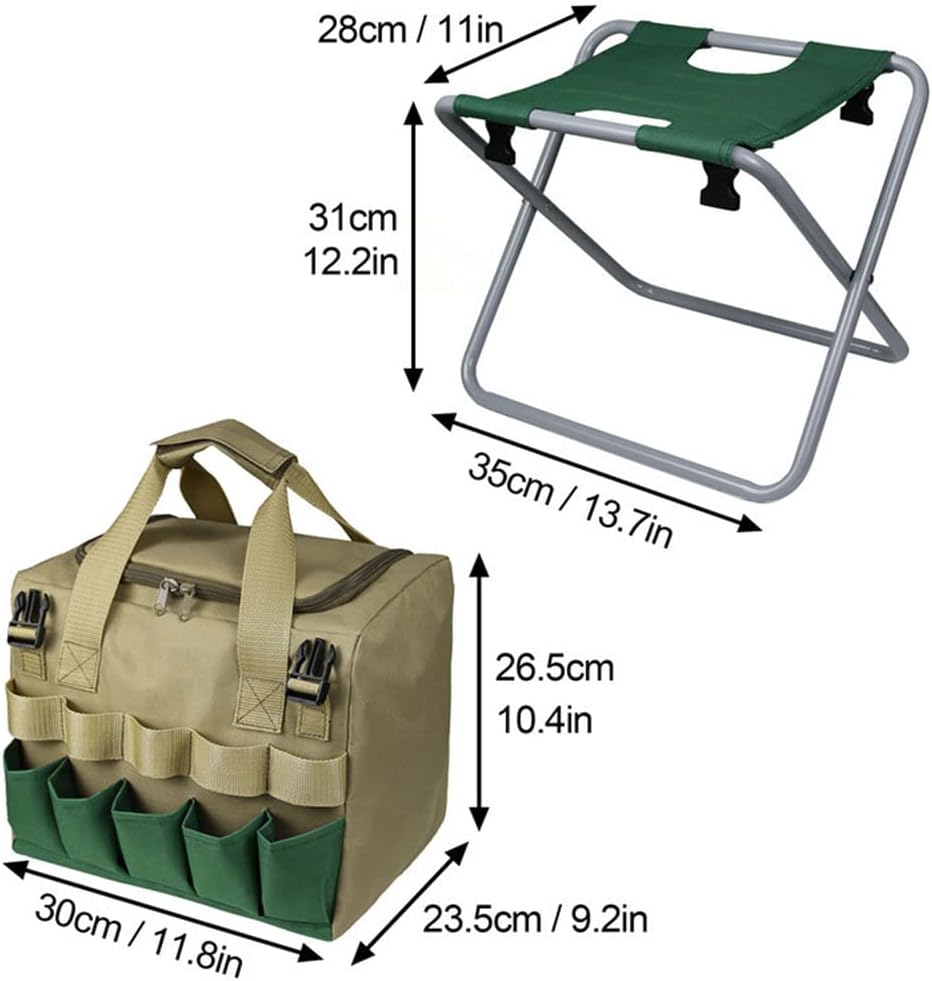 COOLBABY Outdoor Dual-use Garden Tools Folding Stool,Portable Garden Kit Chair with Detachable Storage - COOLBABY