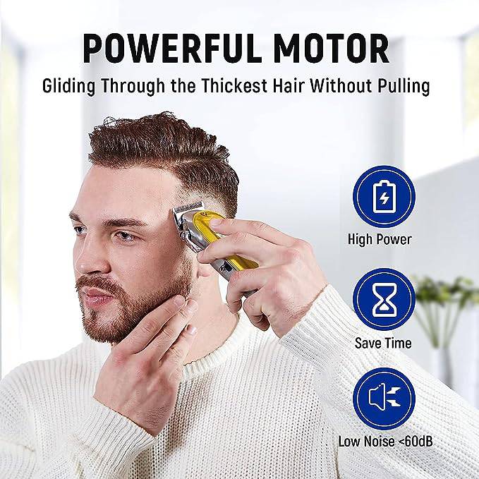 COOLBABY Professional Men's Hair Clipper Hair Cutting Kit And Zero Gap T-blade Clipper Combination Cordless Hair Clipper Set - COOLBABY