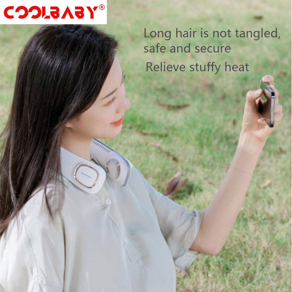 COOLBABY Refrigeration Neck Fan,Student Outdoor Portable Fan,Bladeless Turbine Air Conditioning Fan - COOLBABY