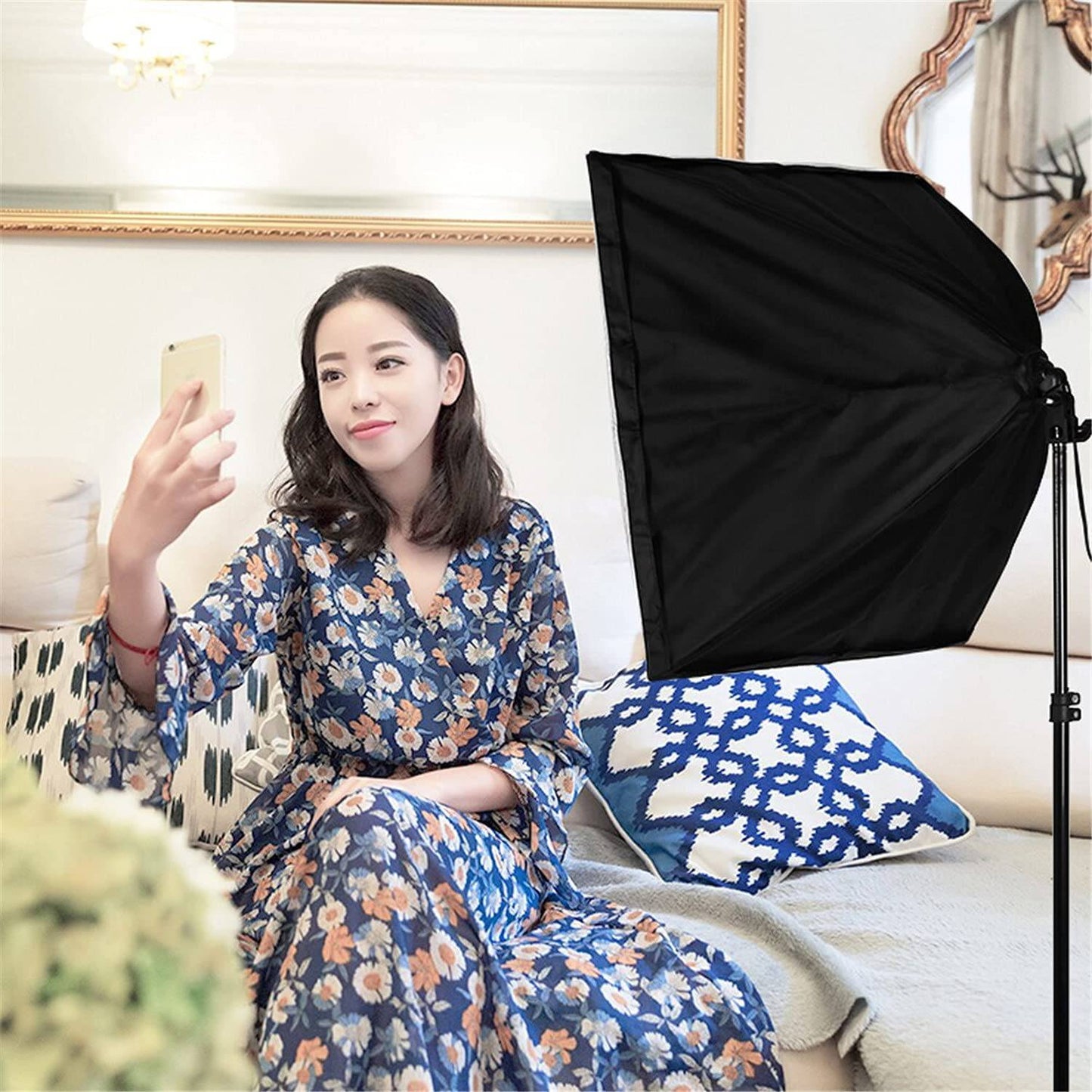 COOLBABY RGX Photography Rectangle Continuous SoftBox Lighting Kit 4pcs 50x70cm Softbox 2pcs Light Holder Stand Photo Studio Equipment Set - COOLBABY