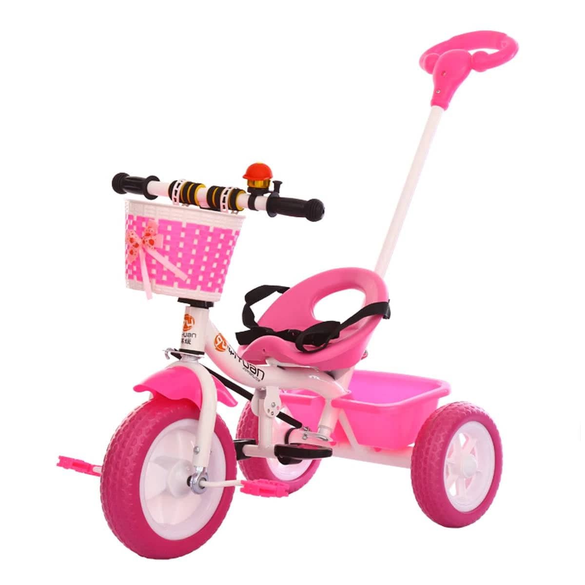 COOLBABY SLC04 Kids Toddler Tricycle 3 Wheel Baby Trikes Balance Bicycle Ride On Bike Walker With Push Bar & Basket - COOL BABY