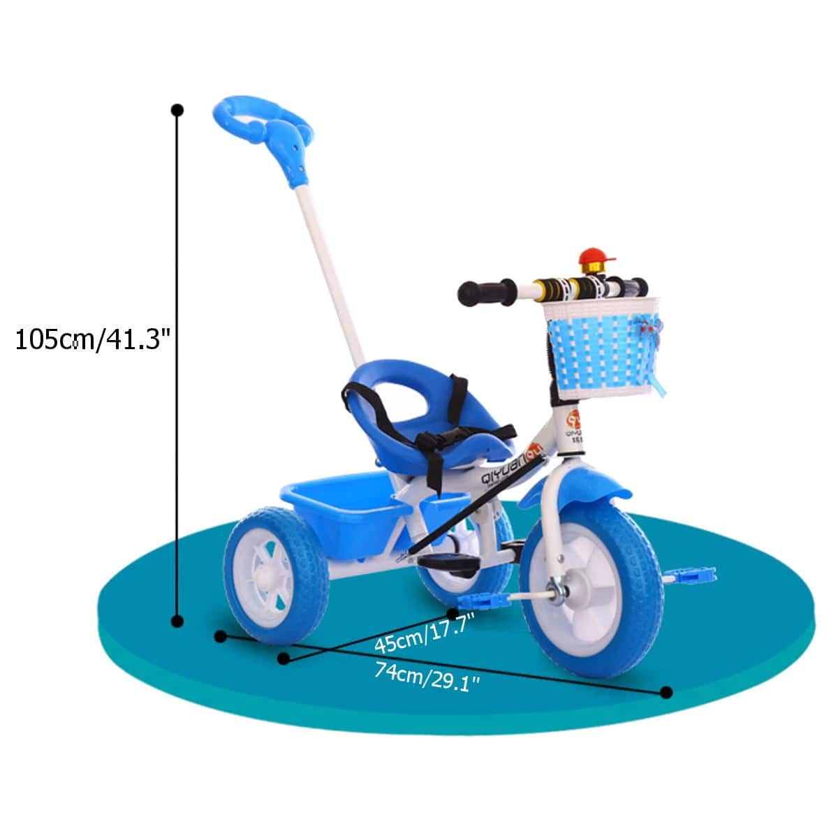 COOLBABY SLC04 Kids Toddler Tricycle 3 Wheel Baby Trikes Balance Bicycle Ride On Bike Walker With Push Bar & Basket - COOL BABY