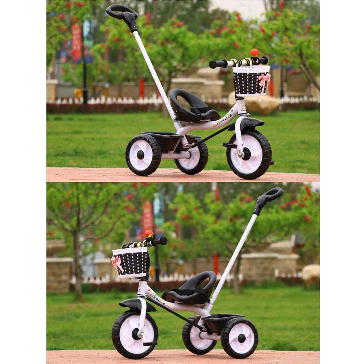 COOLBABY SLC04 Kids Toddler Tricycle 3 Wheel Baby Trikes Balance Bicycle Ride On Bike Walker With Push Bar & Basket - COOL BABY