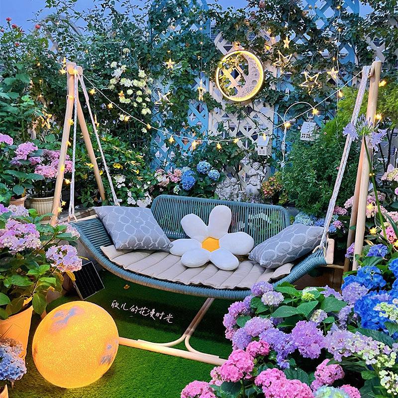 COOLBABY SSZ-HWDC01 Swing Outdoor Courtyard Garden Balcony Outdoor Hanging Chair Double Rattan Rocking Chair Net Red Swing Bed Outdoor Hammock - COOLBABY