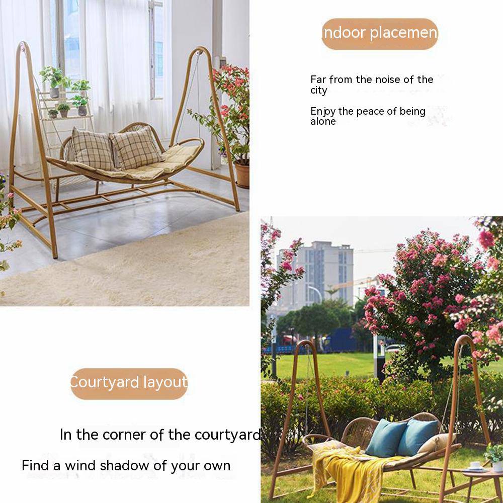 COOLBABY SSZ-HWDC01 Swing Outdoor Courtyard Garden Balcony Outdoor Hanging Chair Double Rattan Rocking Chair Net Red Swing Bed Outdoor Hammock - COOLBABY