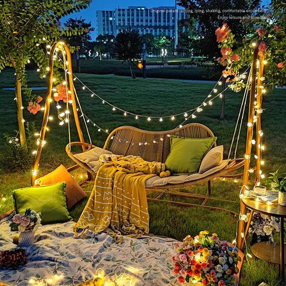 COOLBABY SSZ-HWDC01 Swing Outdoor Courtyard Garden Balcony Outdoor Hanging Chair Double Rattan Rocking Chair Net Red Swing Bed Outdoor Hammock - COOLBABY