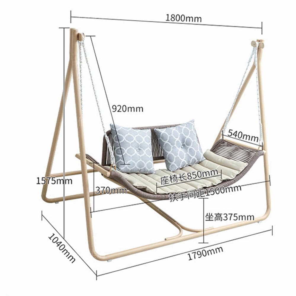 COOLBABY SSZ-HWDC01 Swing Outdoor Courtyard Garden Balcony Outdoor Hanging Chair Double Rattan Rocking Chair Net Red Swing Bed Outdoor Hammock - COOLBABY