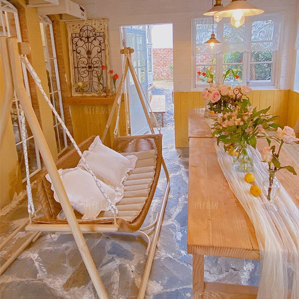 COOLBABY SSZ-HWDC01 Swing Outdoor Courtyard Garden Balcony Outdoor Hanging Chair Double Rattan Rocking Chair Net Red Swing Bed Outdoor Hammock - COOLBABY