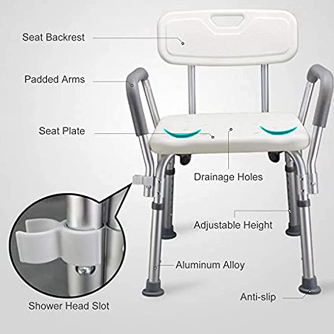 COOLBABY SSZ-XZD02 Shower Stool with Arms, Foldable Shower Stool and Bath Chair, Shower Seat and Bathtub Shower Chair - COOLBABY