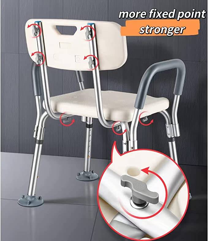 COOLBABY SSZ-XZD02 Shower Stool with Arms, Foldable Shower Stool and Bath Chair, Shower Seat and Bathtub Shower Chair - COOLBABY