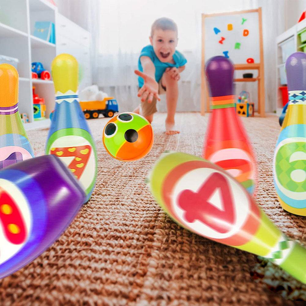 COOLBABY WQSJ-BLQWJ Kids Bowling Set - with 10 Bowling Pins & 2 Balls - COOLBABY