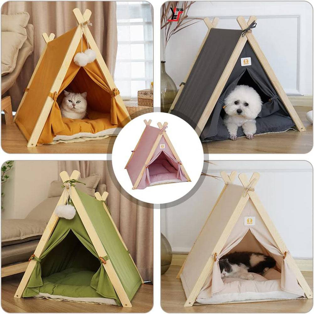 COOLBABY WQSJ-CWZP Pet Teepee Tent for Dogs & Cats,24 Inch Portable Indoor Dog House - COOLBABY