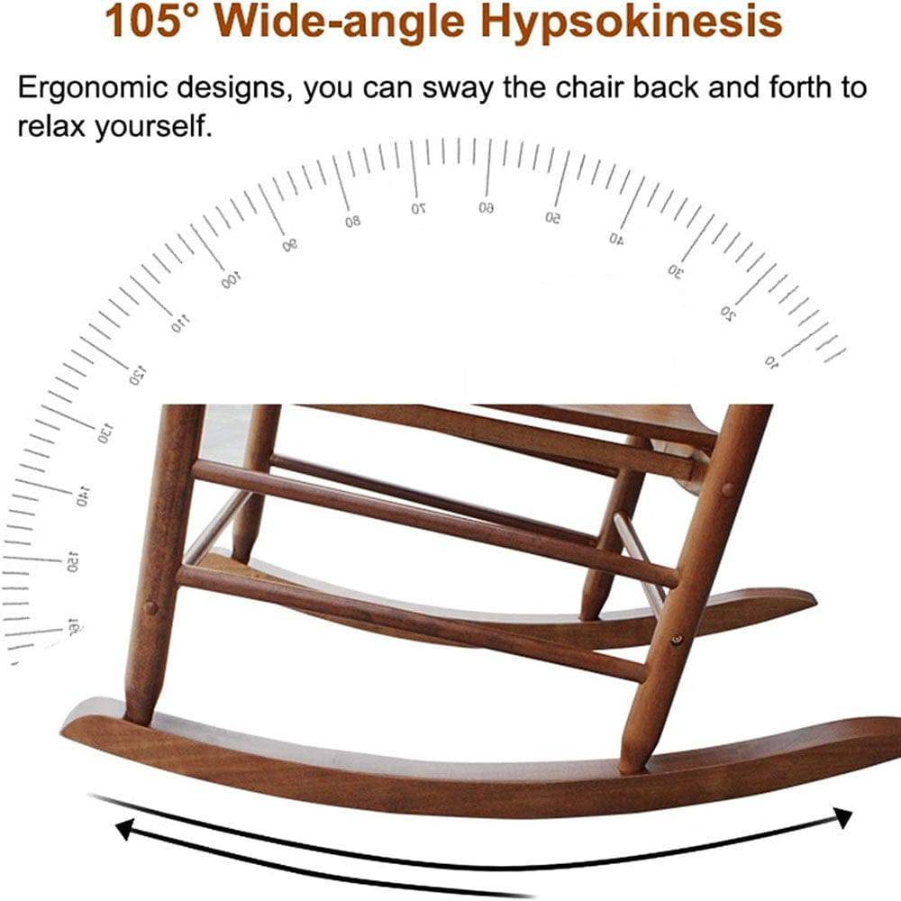 COOLBABY WQSJ-HWYY01 Patio Rocking Chair,Outdoor Wooden Rocking Chairs,Rocking Chairs for Porch,Armchair,Wide Seat and Armrest, Loads 150kg - COOLBABY
