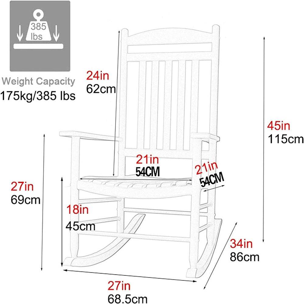 COOLBABY WQSJ-HWYY01 Patio Rocking Chair,Outdoor Wooden Rocking Chairs,Rocking Chairs for Porch,Armchair,Wide Seat and Armrest, Loads 150kg - COOLBABY