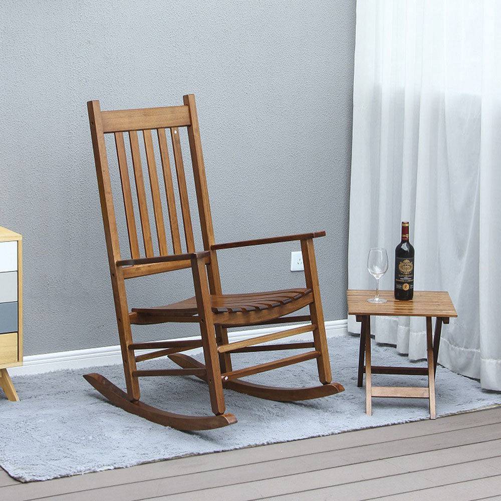 COOLBABY WQSJ-HWYY01 Patio Rocking Chair,Outdoor Wooden Rocking Chairs,Rocking Chairs for Porch,Armchair,Wide Seat and Armrest, Loads 150kg - COOLBABY