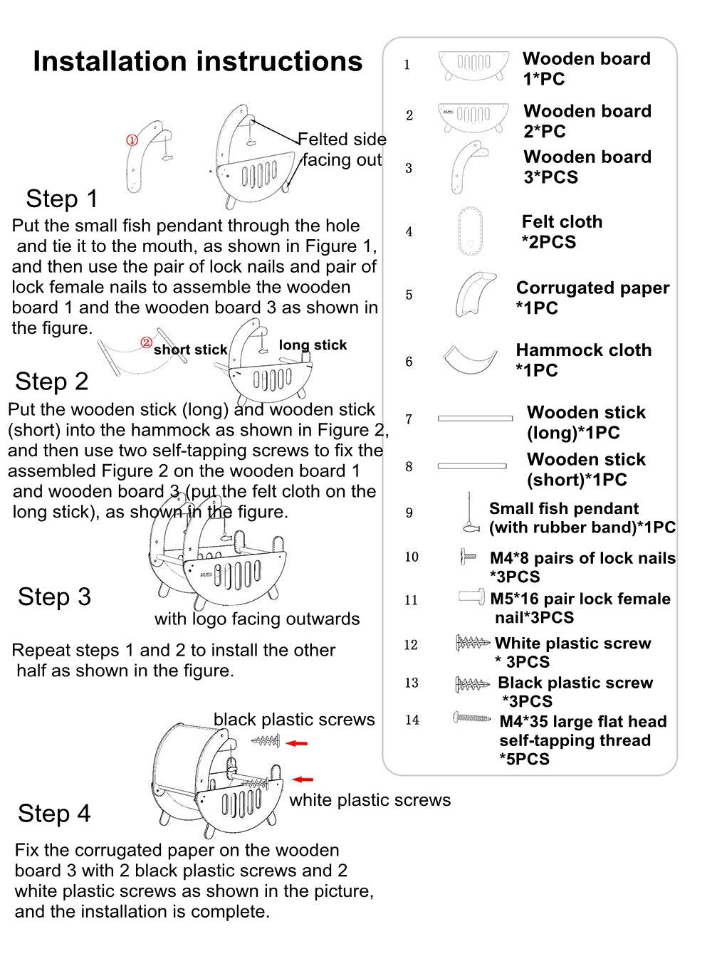 COOLBABY WQSJ-MC01 Multifunctional Cat Hammock, Cat Bed - COOLBABY