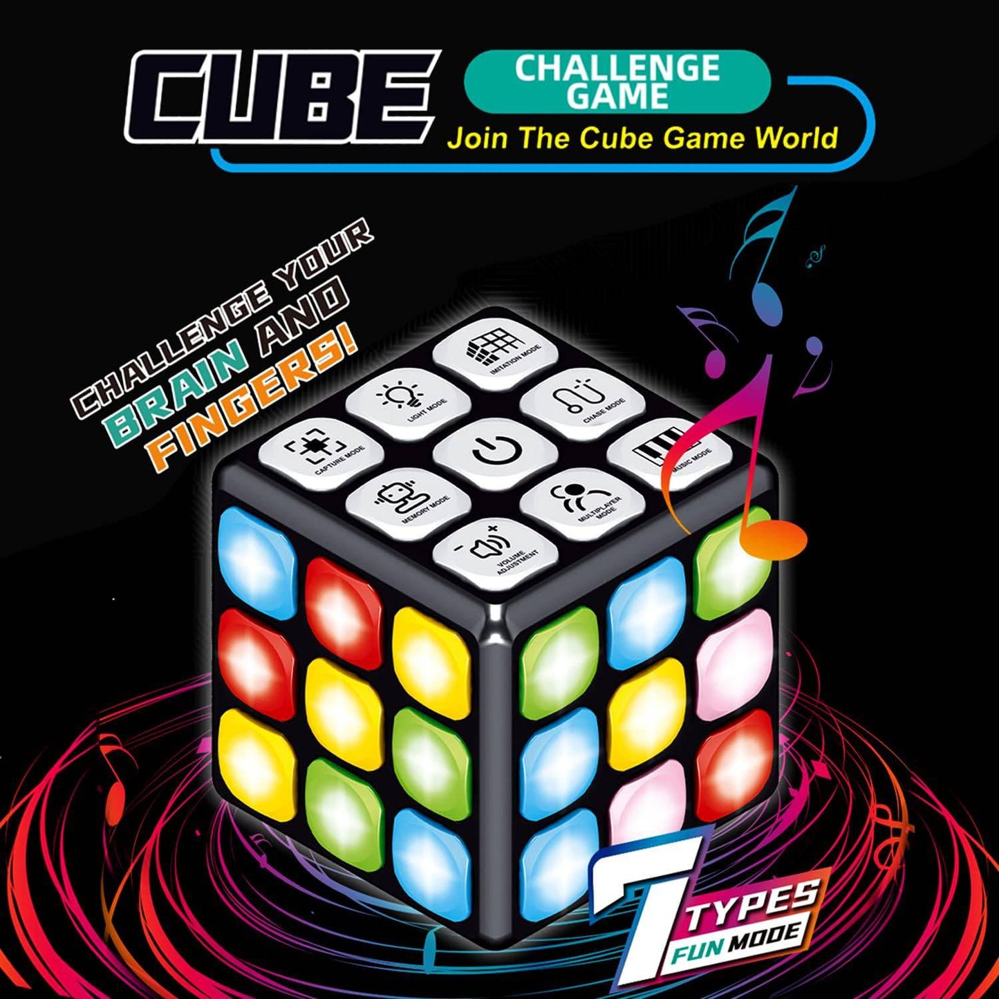COOLBABY WQSJ018 Kids Light and Music Rubik's Cube,Multifunction Puzzle Game Cube - COOLBABY