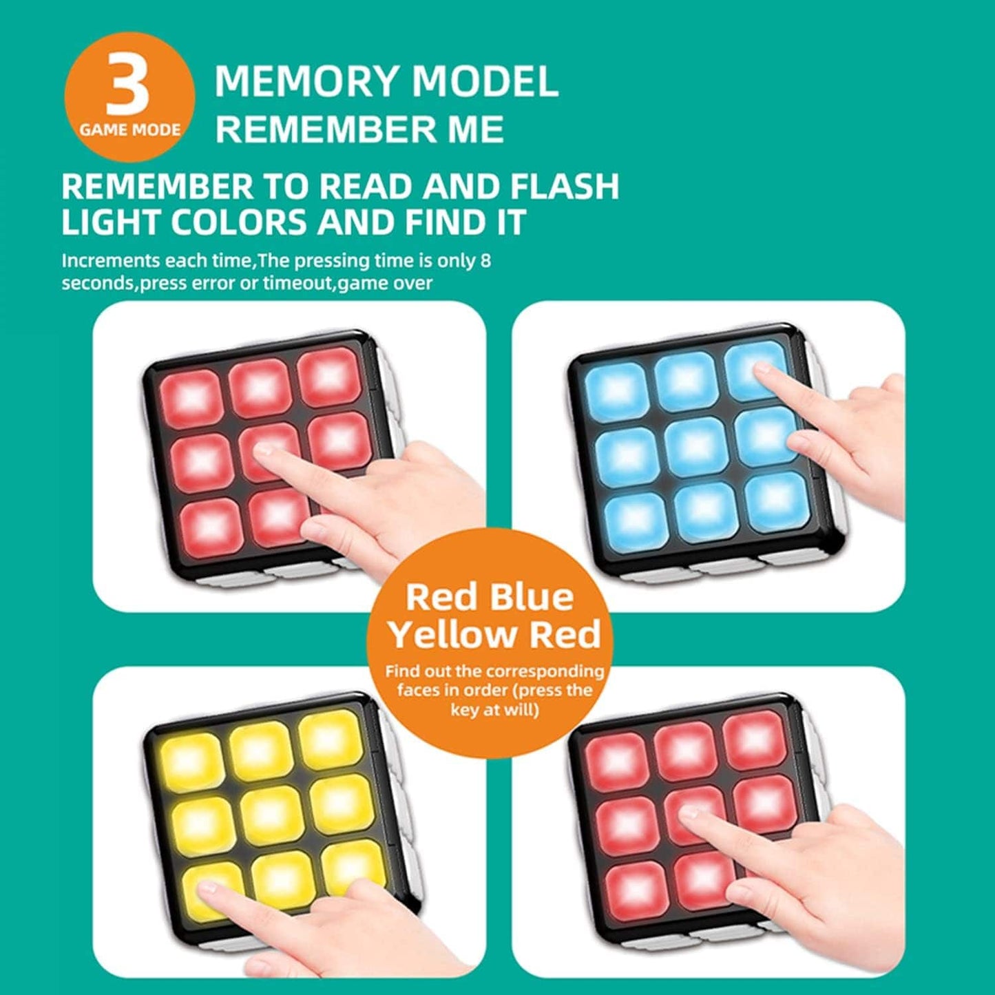 COOLBABY WQSJ018 Kids Light and Music Rubik's Cube,Multifunction Puzzle Game Cube - COOLBABY