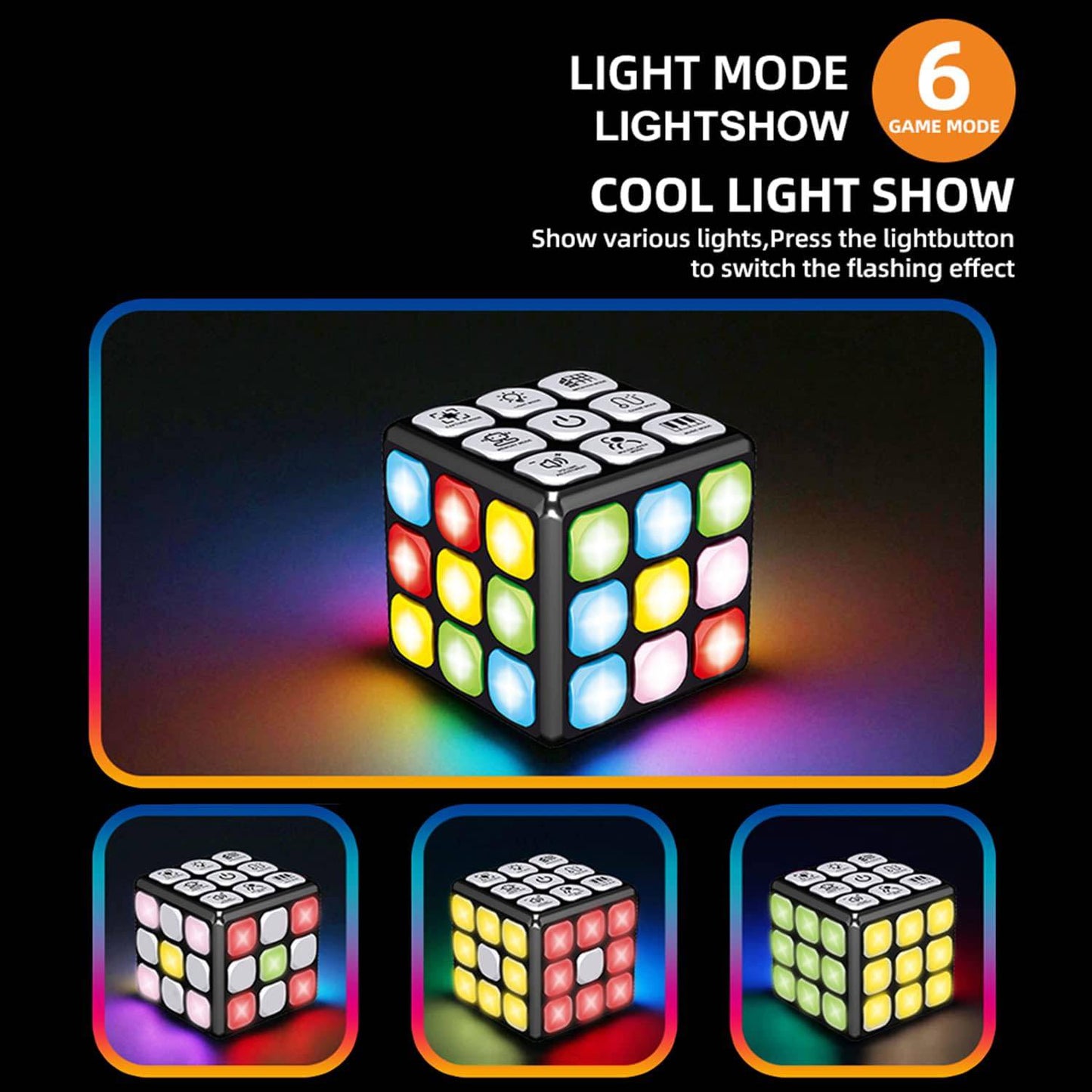 COOLBABY WQSJ018 Kids Light and Music Rubik's Cube,Multifunction Puzzle Game Cube - COOLBABY