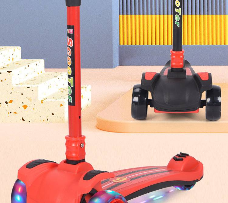 COOLBABY XHB Kid' Scooter 3 Wheels Big Pedal Foldable Scooter With Music LED light - COOL BABY