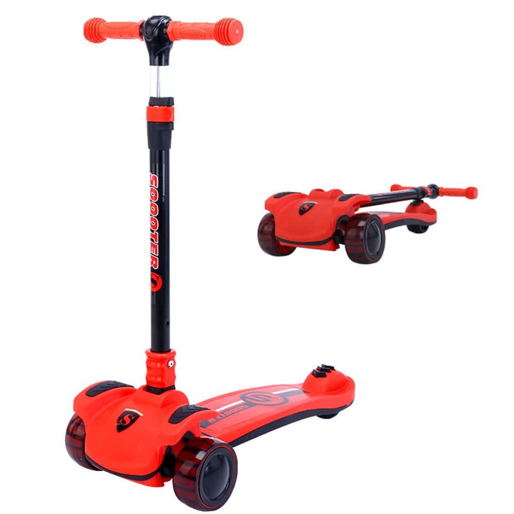 COOLBABY XHB Street Push Scooter Baby Kick Scooters 3 Wheel Kids Scooter with Flashing LED Wheels & Adjustable Height for Toddlers - COOLBABY