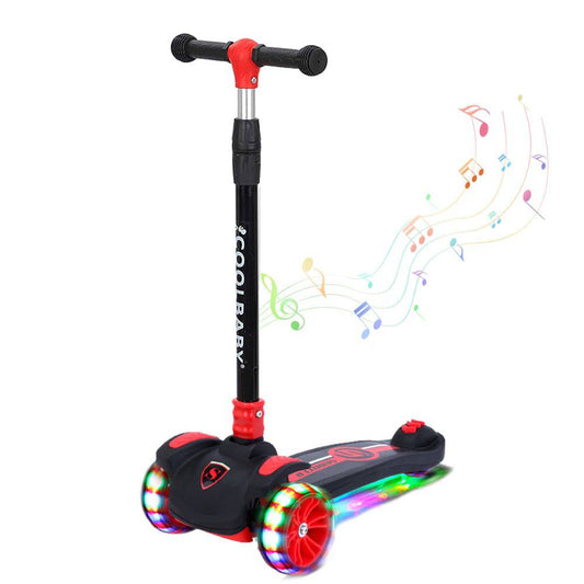 COOLBABY XHB Street Push Scooter Baby Kick Scooters 3 Wheel Kids Scooter with Flashing LED Wheels & Adjustable Height for Toddlers - COOLBABY