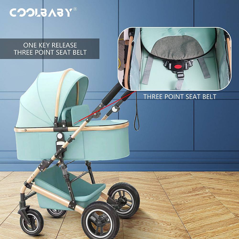 COOLBABY YECX43 3 in 1 Baby Stroller, Infant Stroller with Reversible Seat, Newborn Stroller with Canopy,Baby Bassinet Stroller - COOLBABY