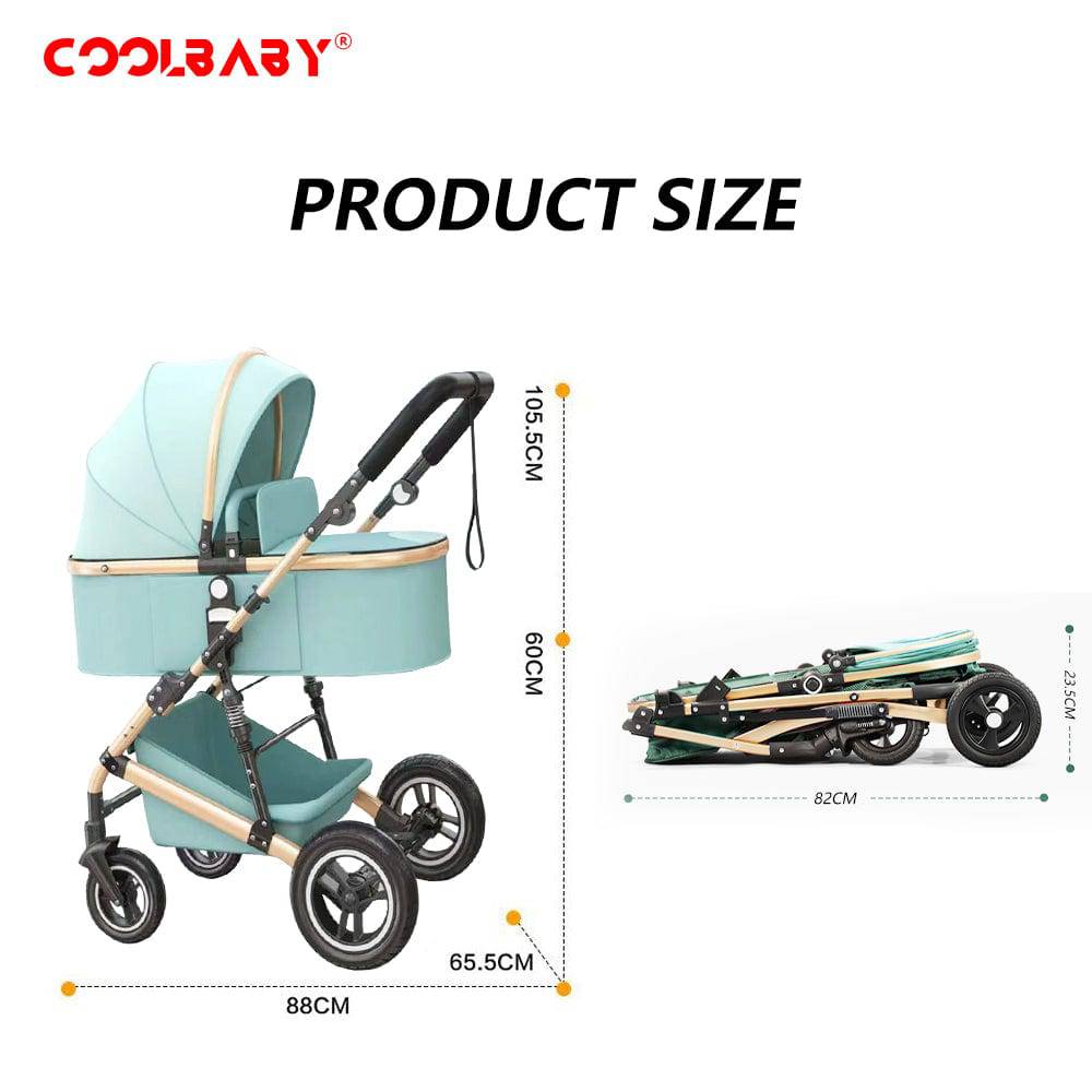 COOLBABY YECX43 3 in 1 Baby Stroller, Infant Stroller with Reversible Seat, Newborn Stroller with Canopy,Baby Bassinet Stroller - COOLBABY