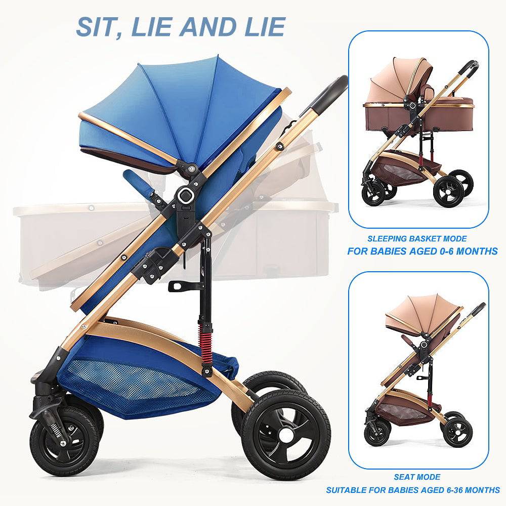 COOLBABY YECX43 3 in 1 Baby Stroller, Infant Stroller with Reversible Seat, Newborn Stroller with Canopy,Baby Bassinet Stroller - COOLBABY