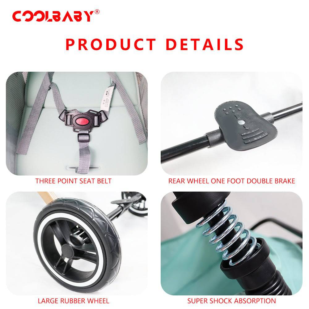 COOLBABY YECX43 3 in 1 Baby Stroller, Infant Stroller with Reversible Seat, Newborn Stroller with Canopy,Baby Bassinet Stroller - COOLBABY