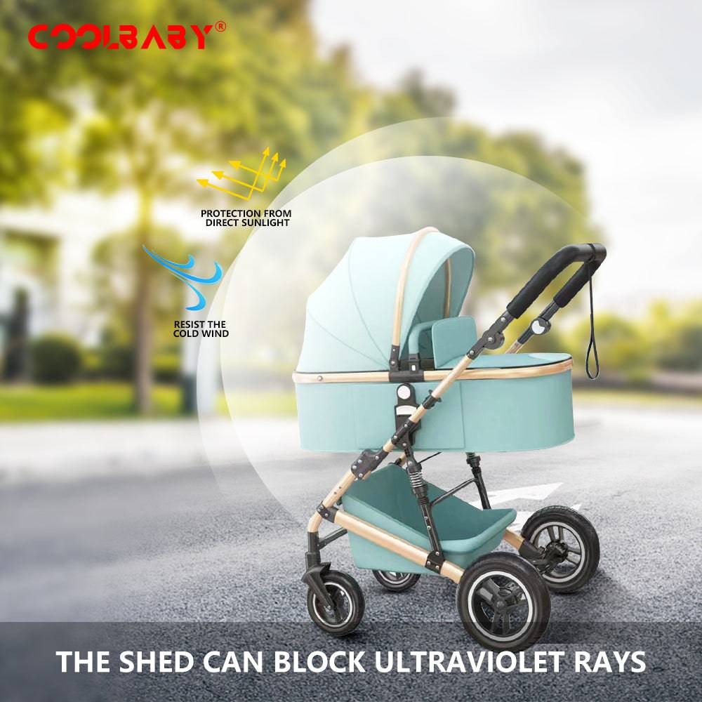 COOLBABY YECX43 3 in 1 Baby Stroller, Infant Stroller with Reversible Seat, Newborn Stroller with Canopy,Baby Bassinet Stroller - COOLBABY
