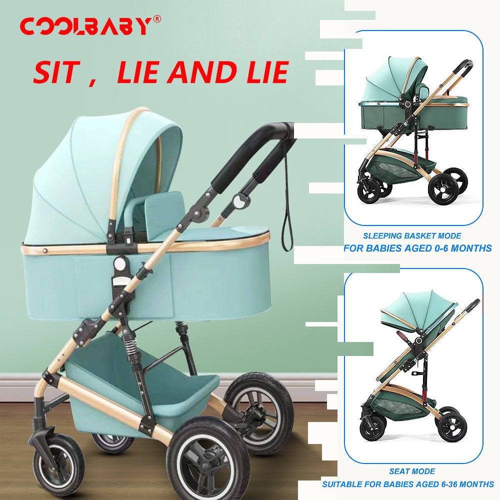 COOLBABY YECX43 3 in 1 Baby Stroller, Infant Stroller with Reversible Seat, Newborn Stroller with Canopy,Baby Bassinet Stroller - COOLBABY