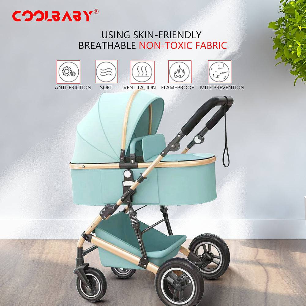 COOLBABY YECX43 3 in 1 Baby Stroller, Infant Stroller with Reversible Seat, Newborn Stroller with Canopy,Baby Bassinet Stroller - COOLBABY