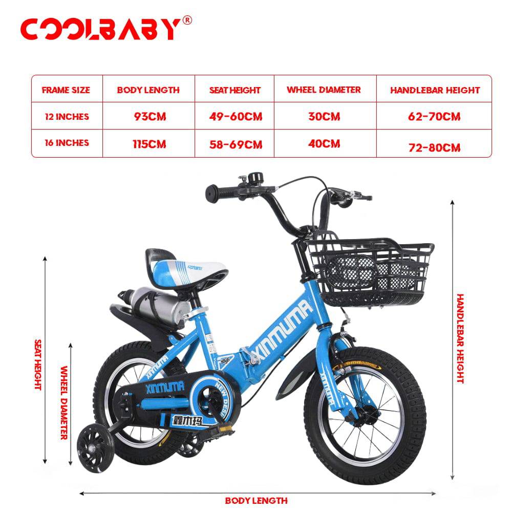 COOLBABY YL66 Premium Steel Child Bike with Adjustable Features - COOLBABY