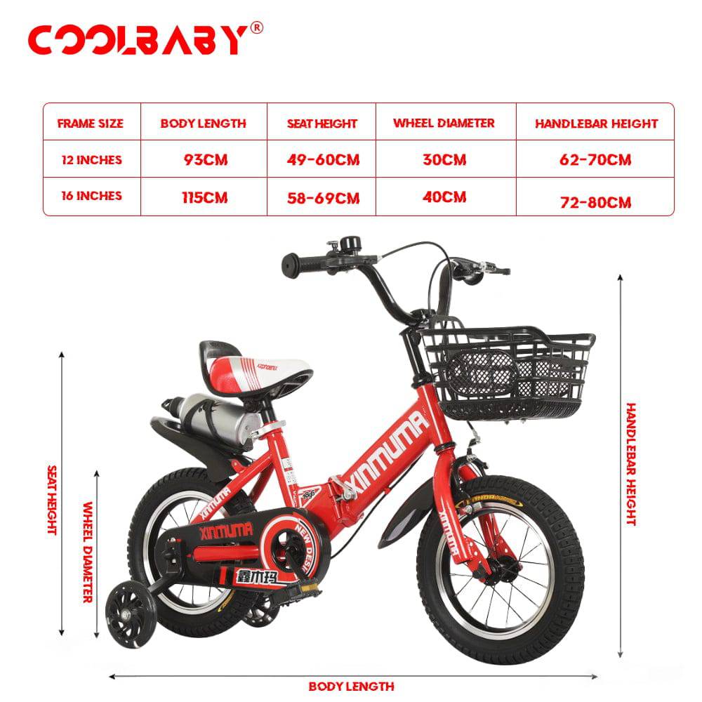 COOLBABY YL66 Premium Steel Child Bike with Adjustable Features - COOLBABY