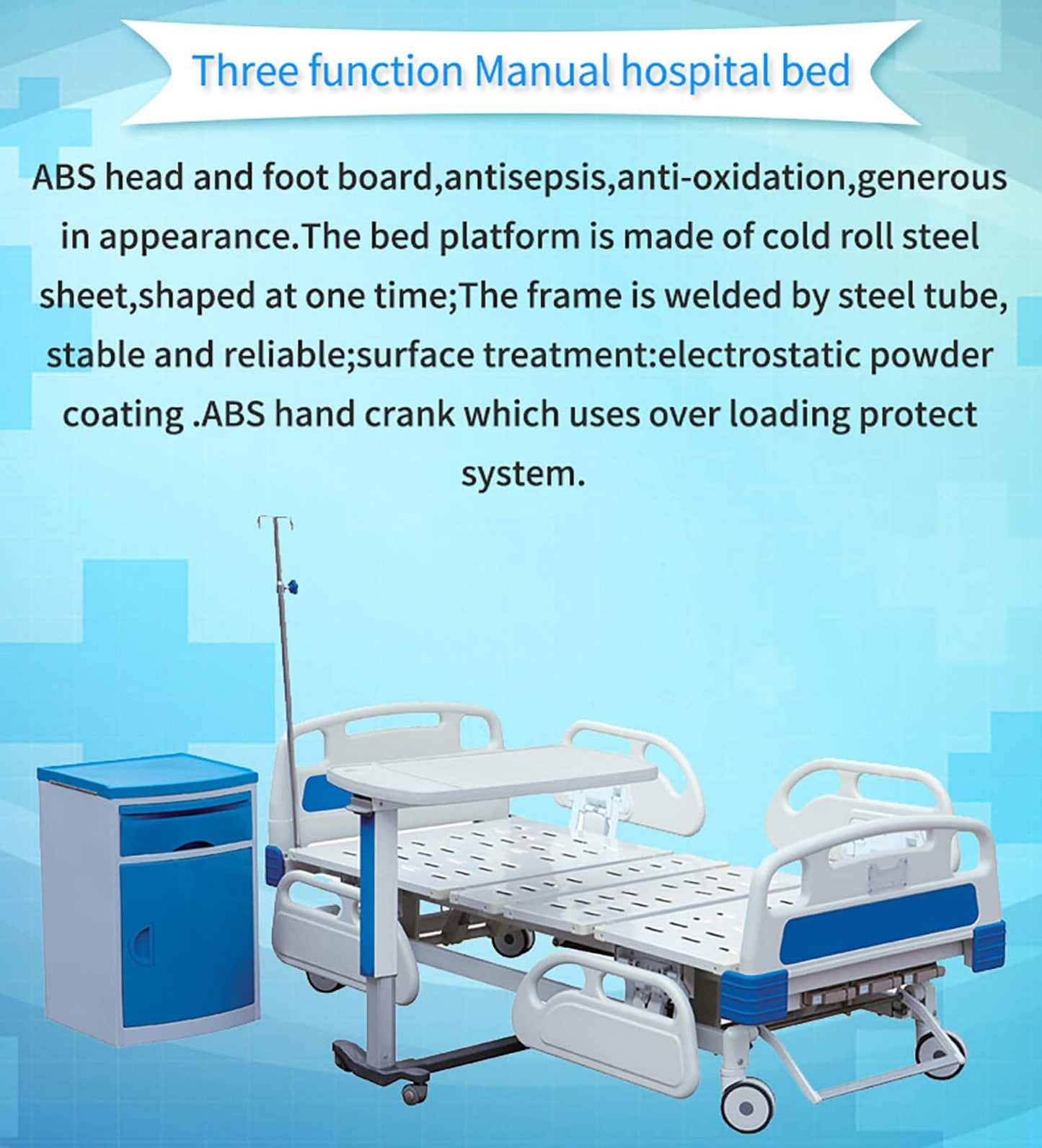 COOLBABY YLC02 Medical hand-operated integral lift nursing bed the ICU intensive-care unit bed is a hand-operated, three-function bed - COOLBABY