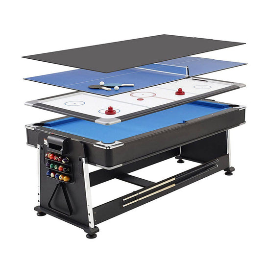 COOLBABY YLY2055 7ft Blue Pool Table Billiard + Air Hockey + Tennis Table - COOLBABY