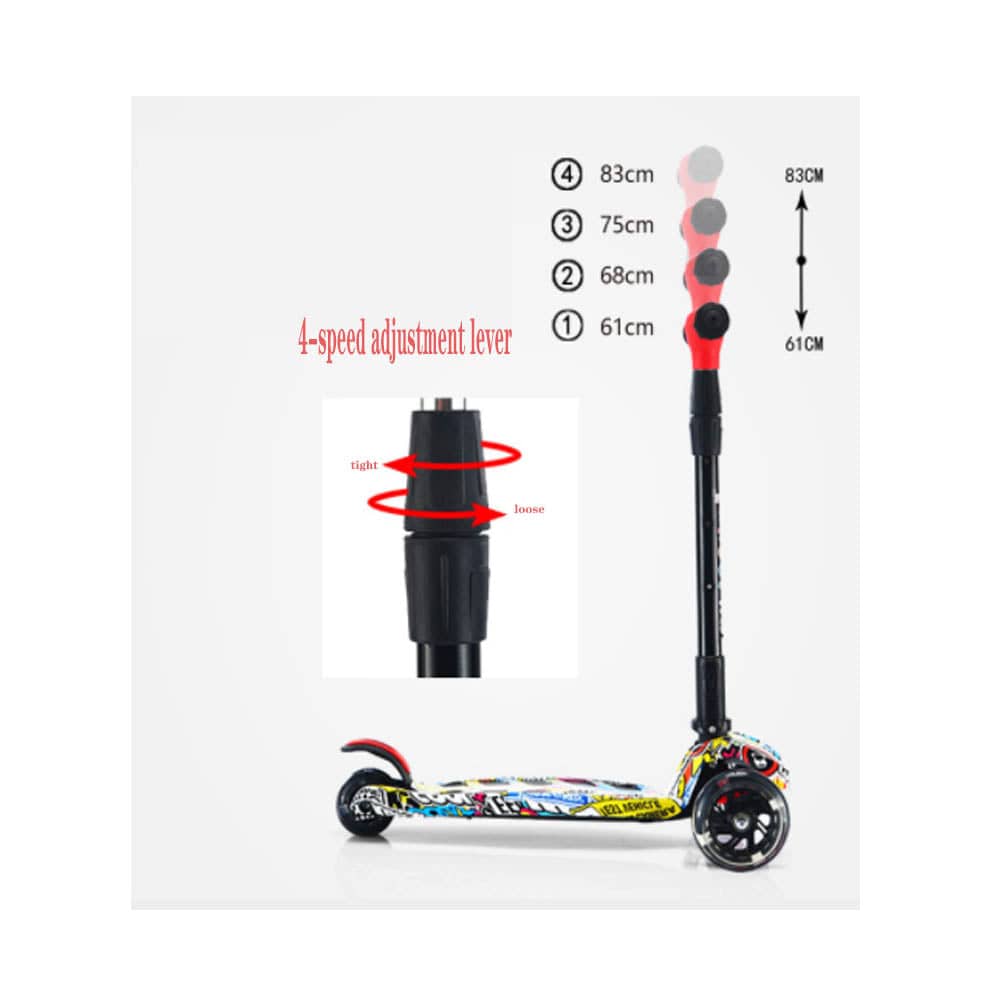 COOLBABY Z906 Super Fashion Kick Scooter Has 3 Indoor Adjustable Height With Flash Wheels - COOL BABY