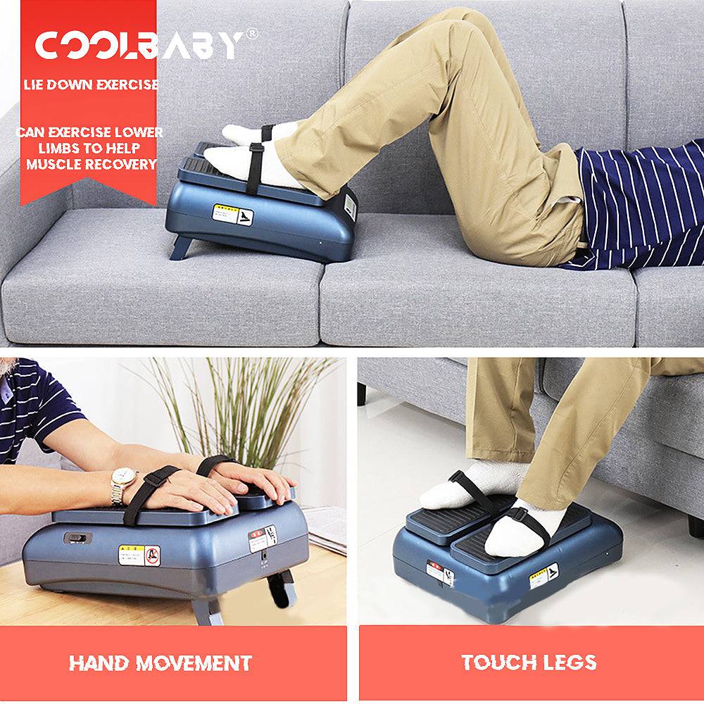 COOLBABY ZBJ01-BL Circulation Leg Exerciser Mini Seated Walking Machine with Two Gear Selection,Portable Indoor Office Rehabilitation - COOLBABY