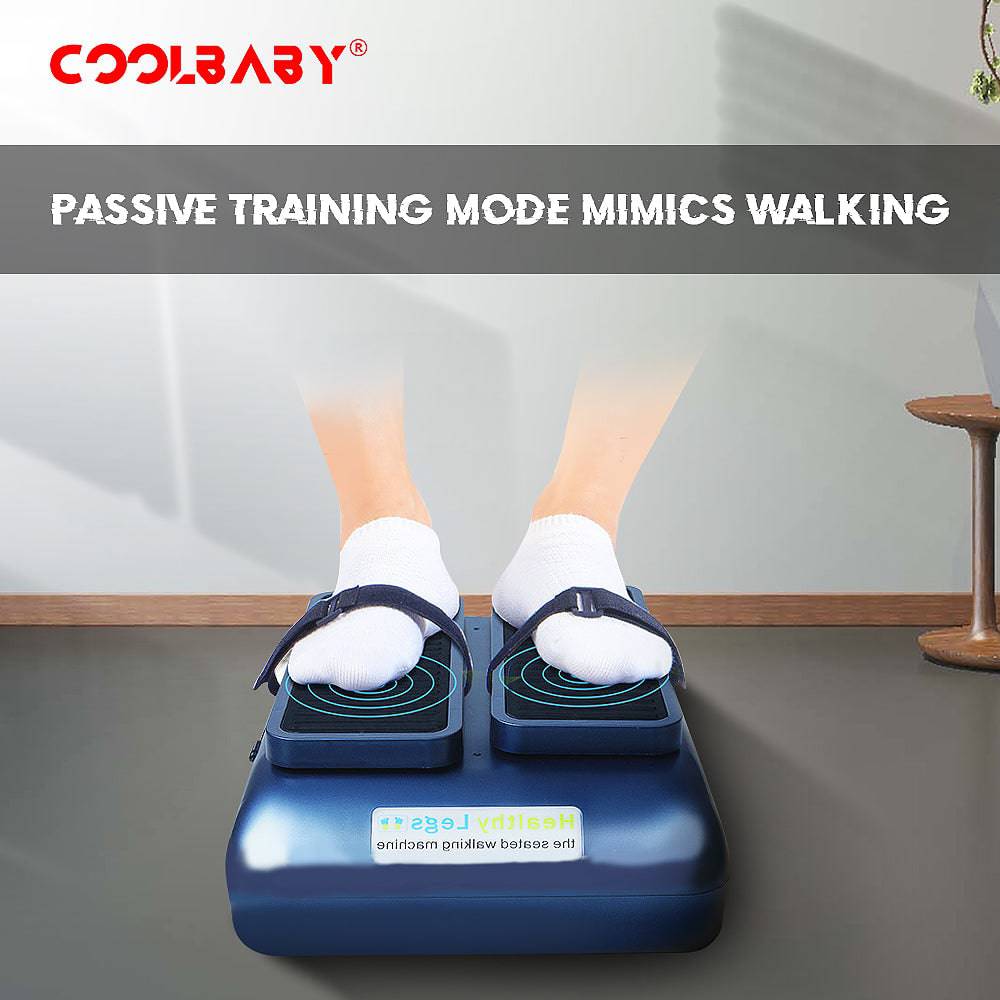 COOLBABY ZBJ01-BL Circulation Leg Exerciser Mini Seated Walking Machine with Two Gear Selection,Portable Indoor Office Rehabilitation - COOLBABY
