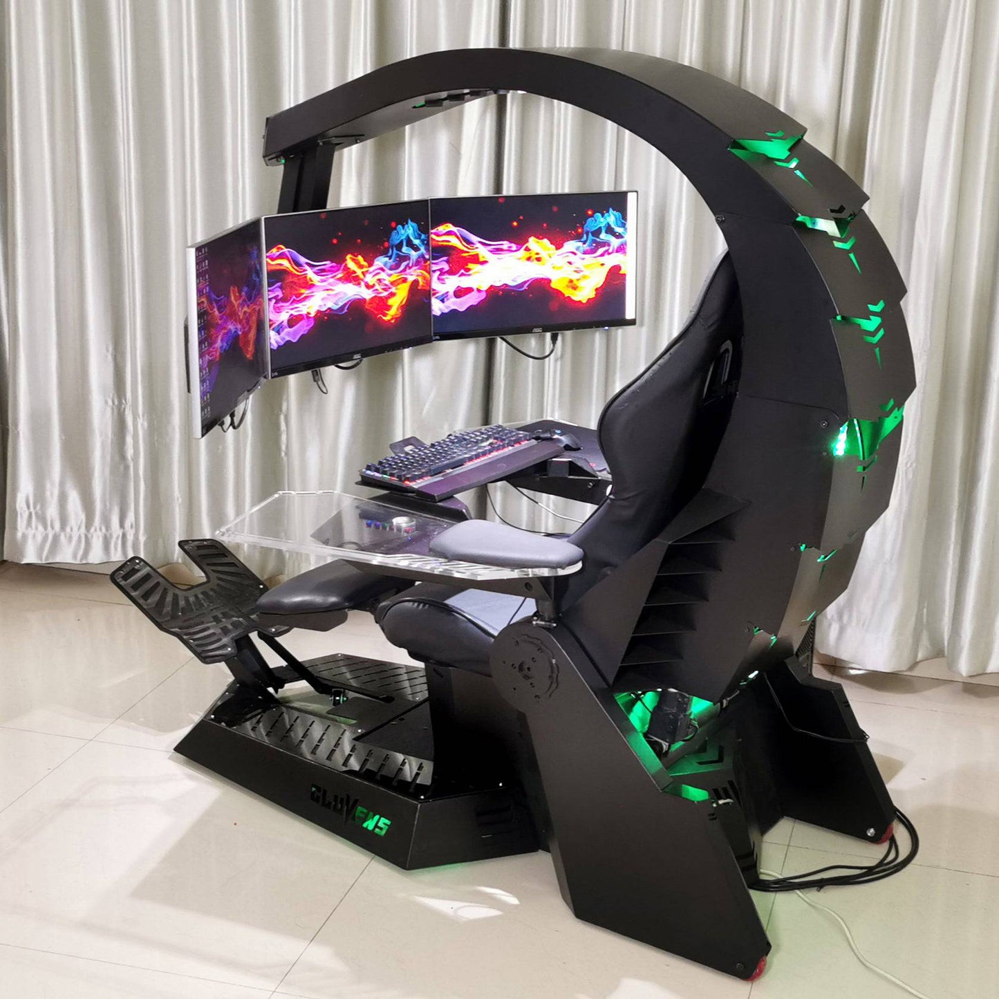 COOLBABY Zero Gravity Recline, Heat Massage, RGB Swivel, Foot Rest - Ultimate Gaming Chair for Triple Screens - COOLBABY