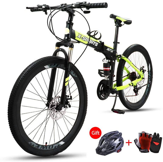 COOLBABY ZXCA3 Mountain Bike 26 inch Folding Bikes with Iron mountain frame, Featuring 40-knife rim and 21 Speed Shifter, Anti-Slip Bicycles - COOLBABY