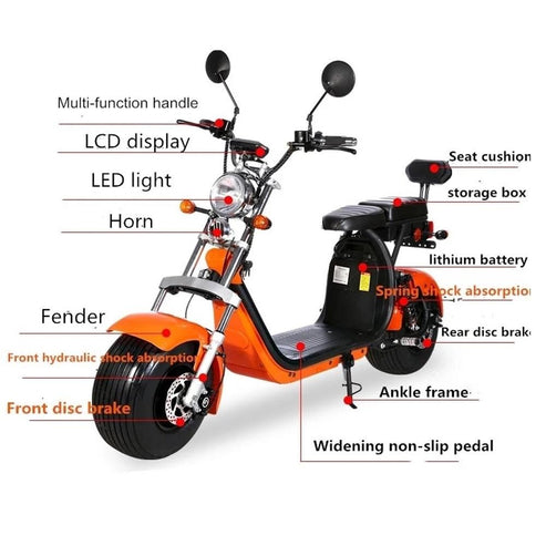 3000W Electric Motorcycle, tyre Double Seat with double battery - COOLBABY