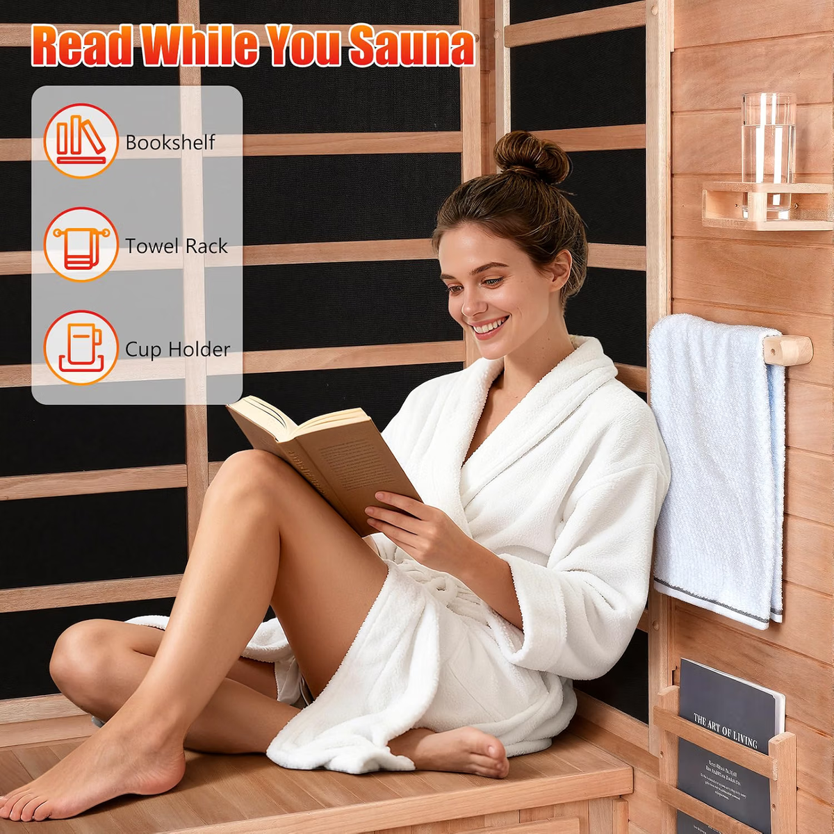 1-2 Person Infrared Sauna, Dry Heat Sauna with Red Light Therapy, Bluetooth, Radio