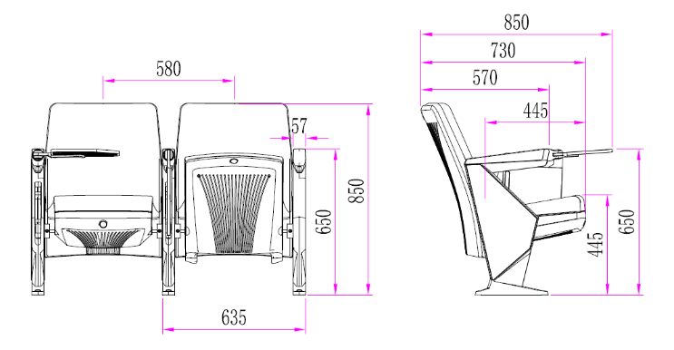 Auditorium Chair Theater Cinema, Solid Aluminum Alloy And Premier Wood Frame - COOLBABY